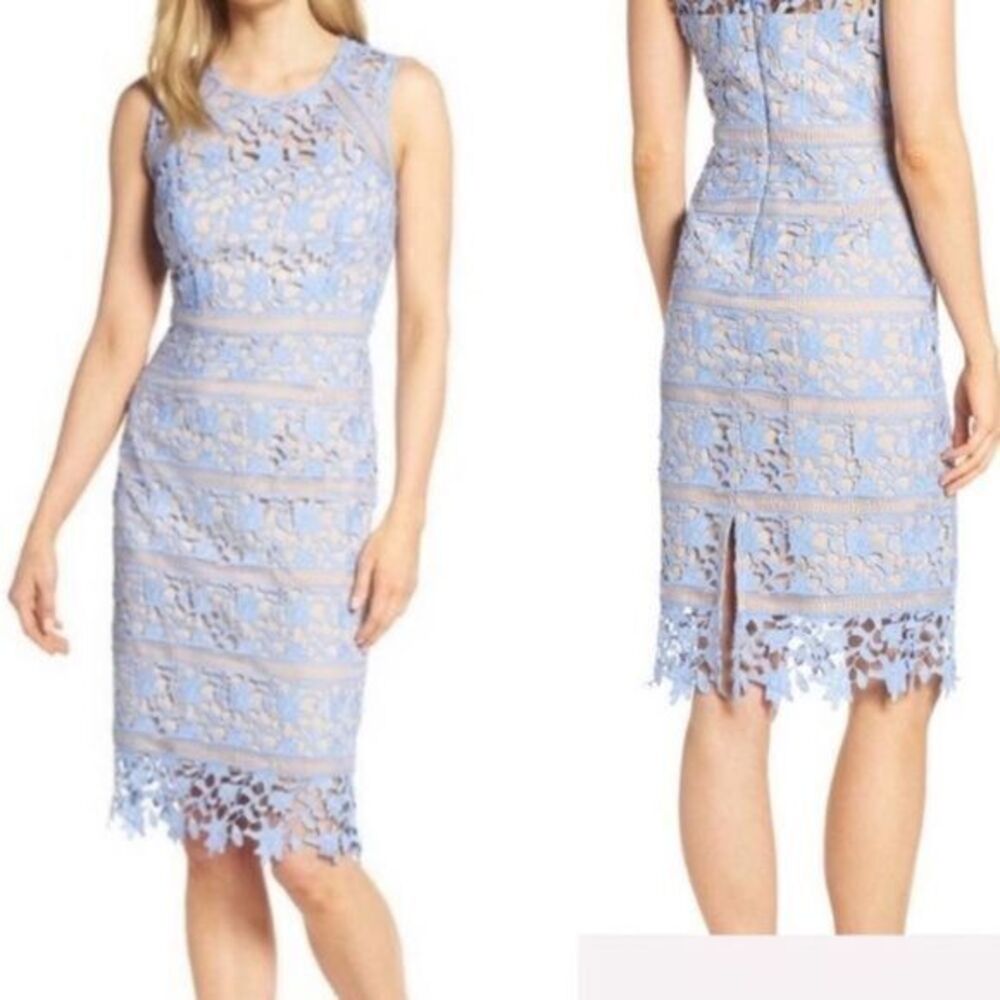 Eliza J NWT lace overlay blue sheath Dress size 10
